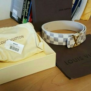 LV Azur Damier Belt White
