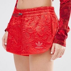 Red adidas originals bonded lace shorts