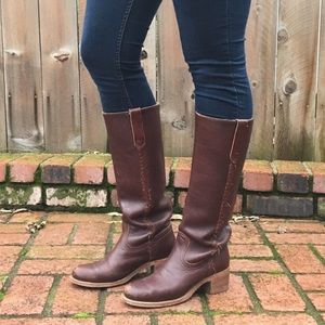 Vintage FRYE Campus Braided Boot- Oxblood Burgundy