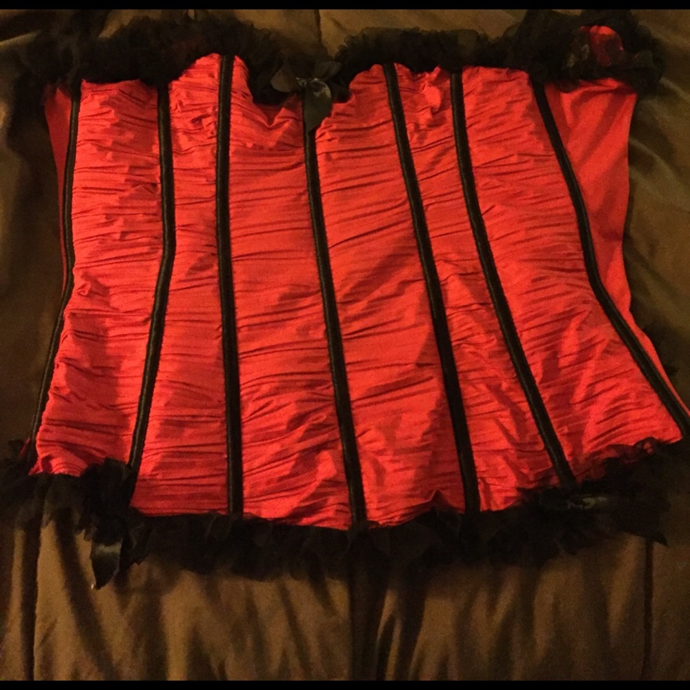 Red and black bustier