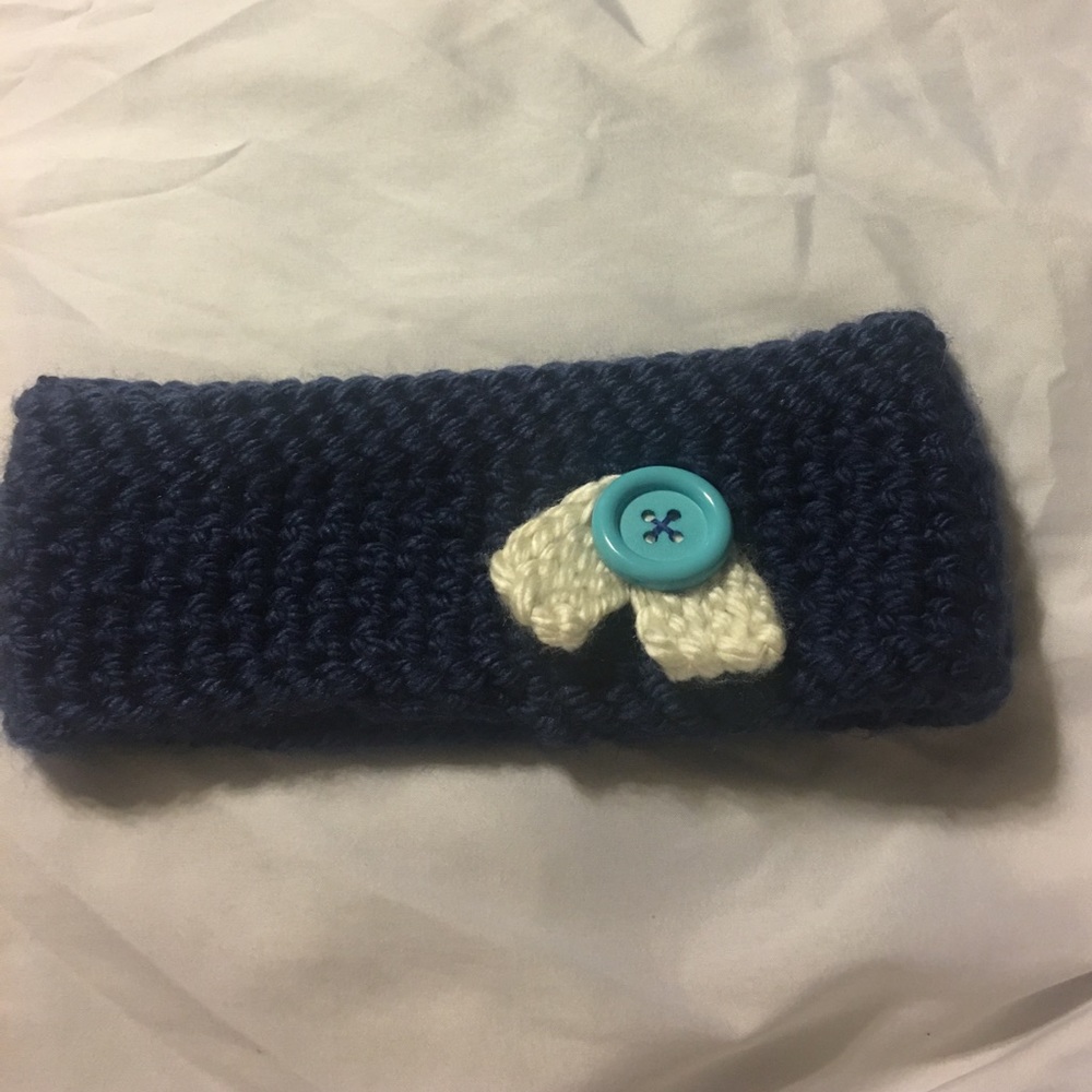Blue knitted head band