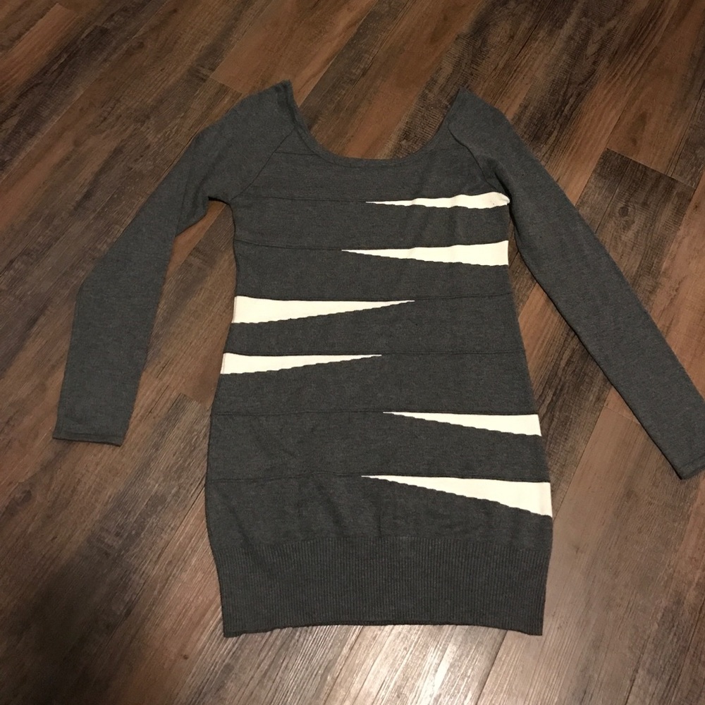 Gray & white Scoop neck sweater dress juniors L