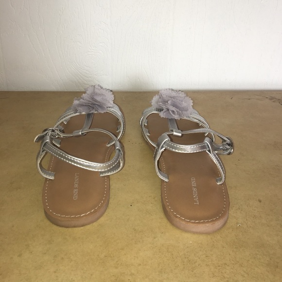 Land's End Silver Sandals with Flower Detail - Picture 3 of 6
