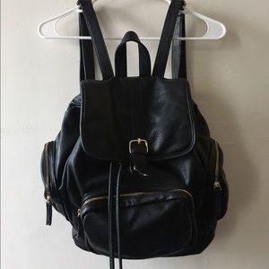 "Cool Girl" Faux Pebble Leather Black Backpack
