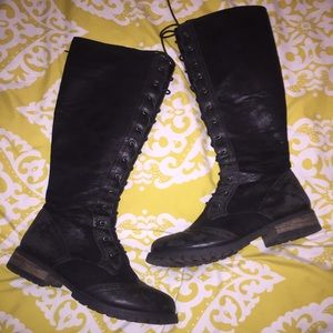 Knee high lace up boots