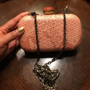 NWT Super cute pink vegan leather clutch