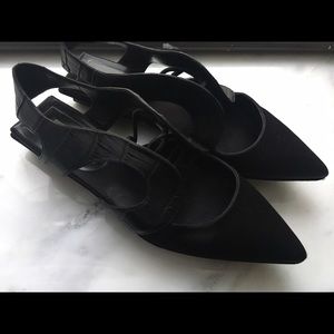 Balenciaga Black Sporty Croc Leather Runway Flats