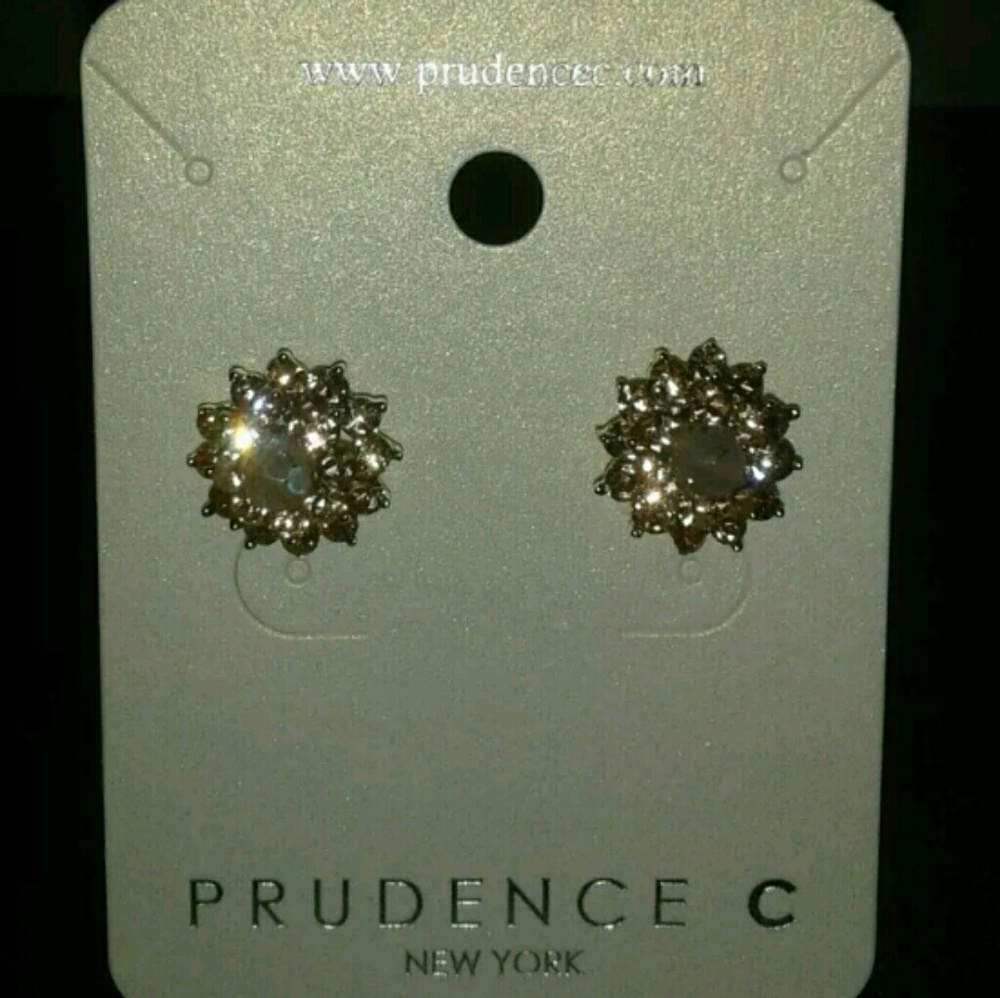 NEW AUTHENTIC PRUDENCE C ROSE-TONE CRYSTAL EARRING