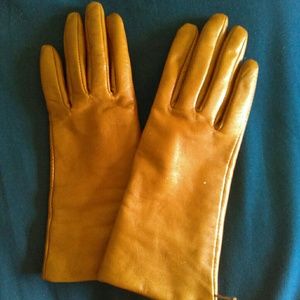 Tan JCrew Leather Gloves (Cashmere Lining)