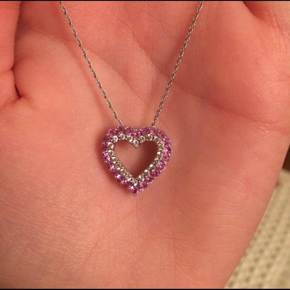 Pink and Diamond Heart Necklace