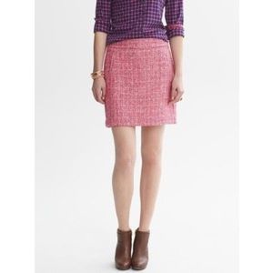 Banana Republic parrot pink tweed miniskirt.