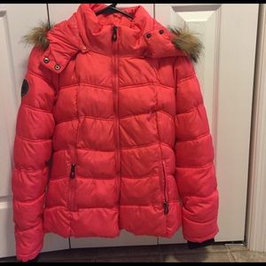 Pink puffer coat
