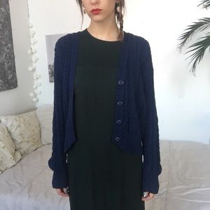 Vintage Navy Cable-Knit Sweater