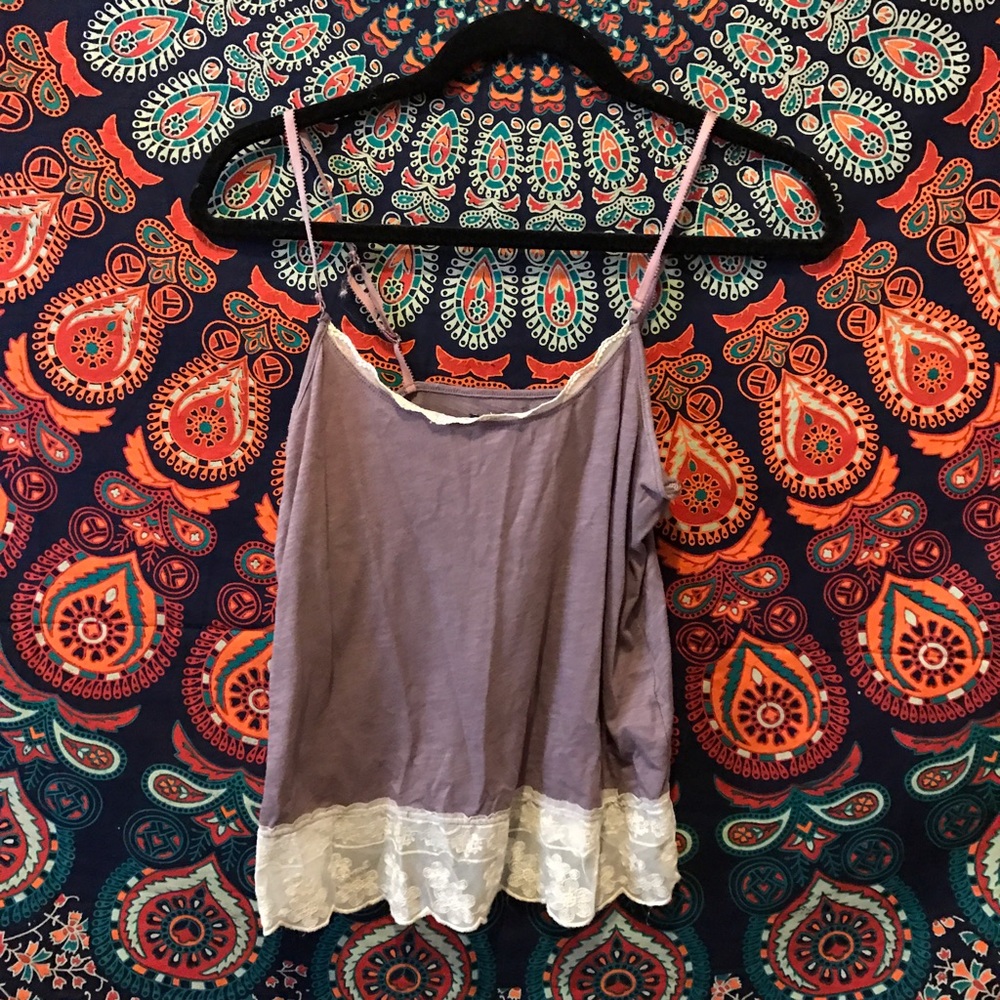 Soft lavender cami with lace trim