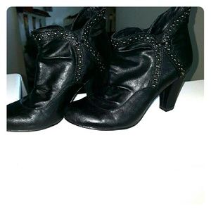 Black studded booties
