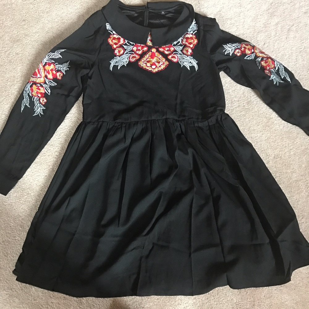 Submit ANY offer! Black Embroidered Dress - Picture 2 of 5