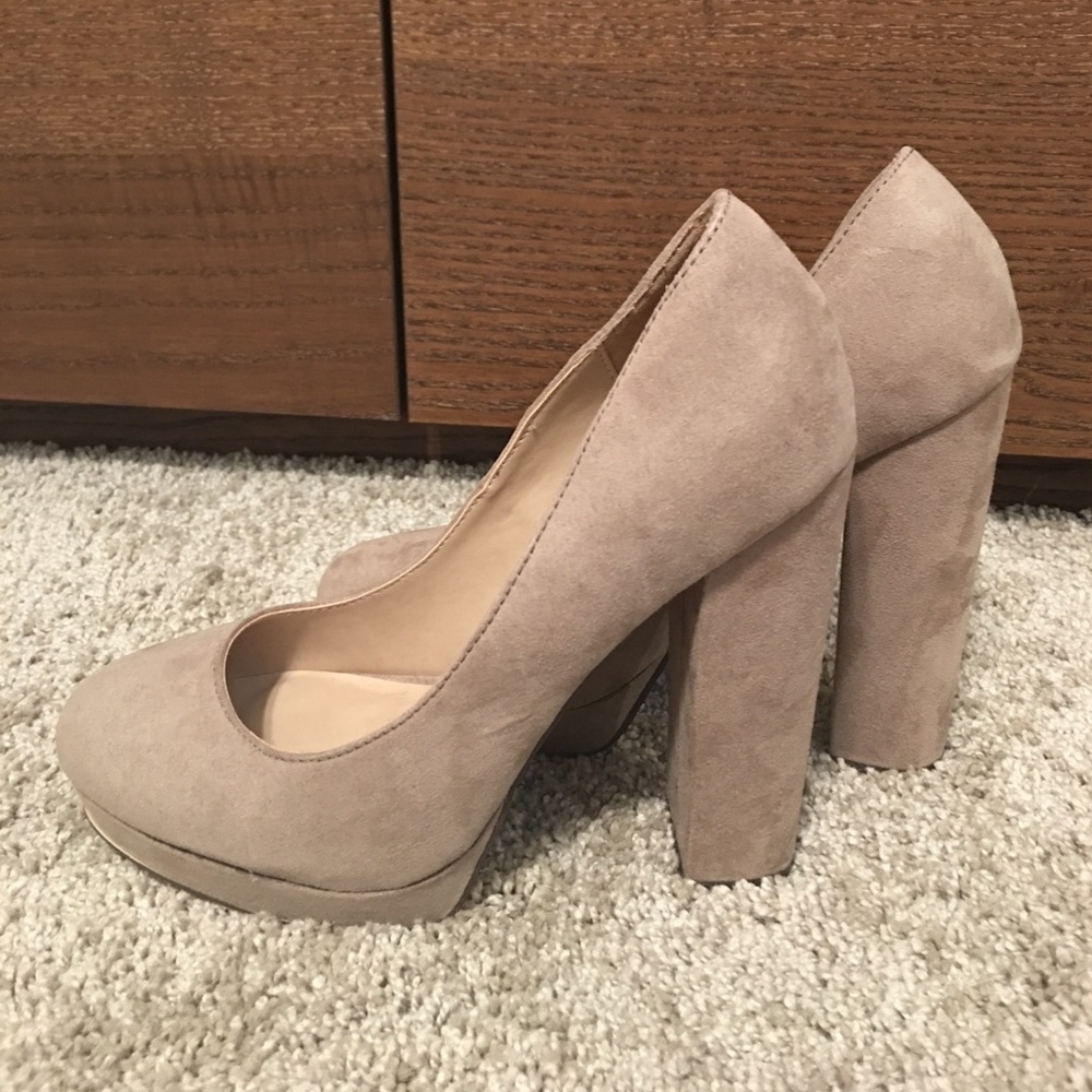 Chunky suede heels