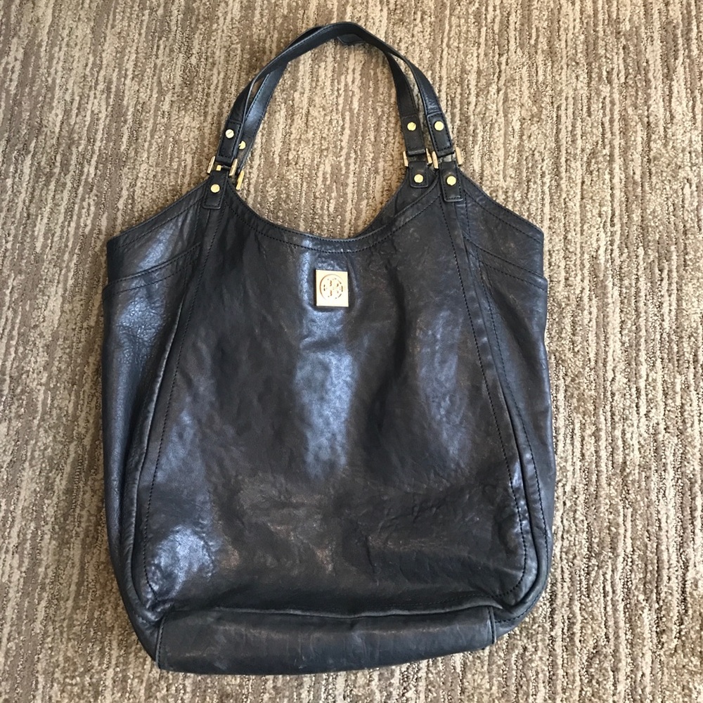 Tory Burch black leather tote