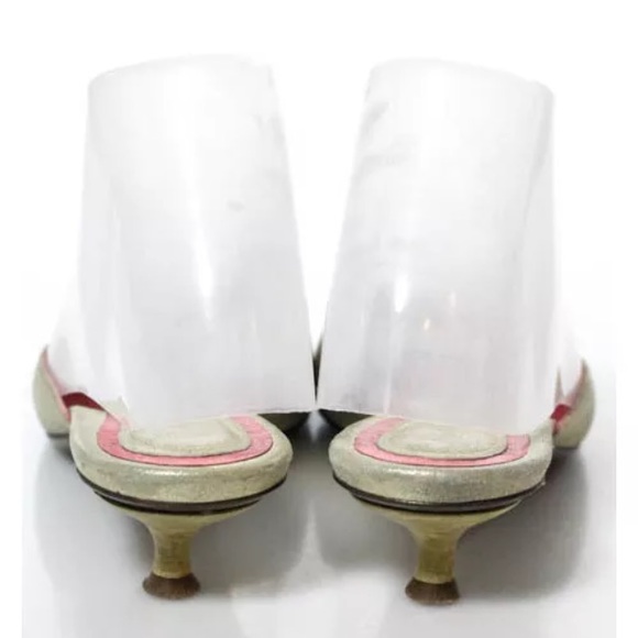 VINTAGE JUDITH LEIBER GOLD PEEP TOE HEELS SZ 6.5 - Picture 4 of 7