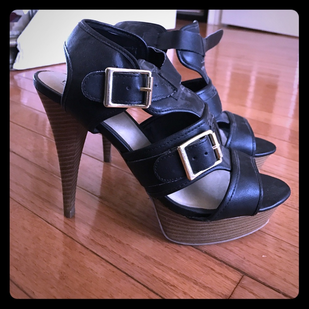 Black high heel sandals