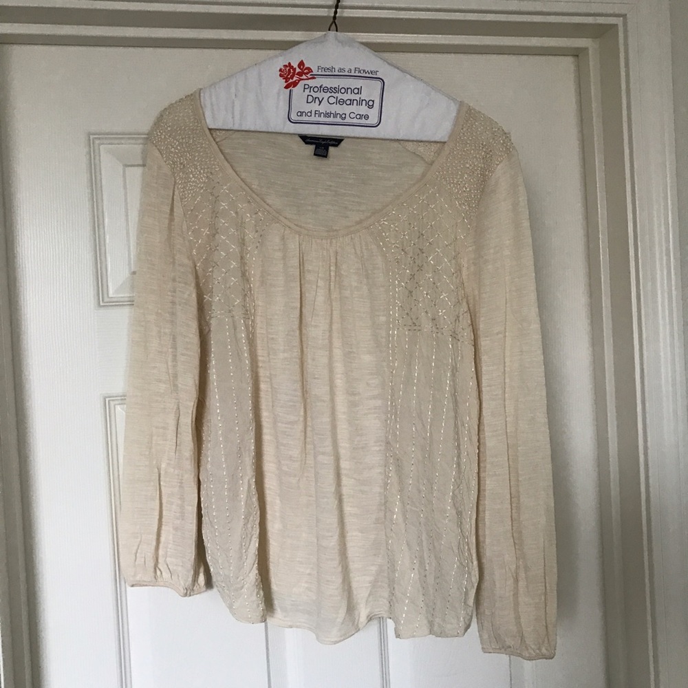 AEO boho top off white size Large