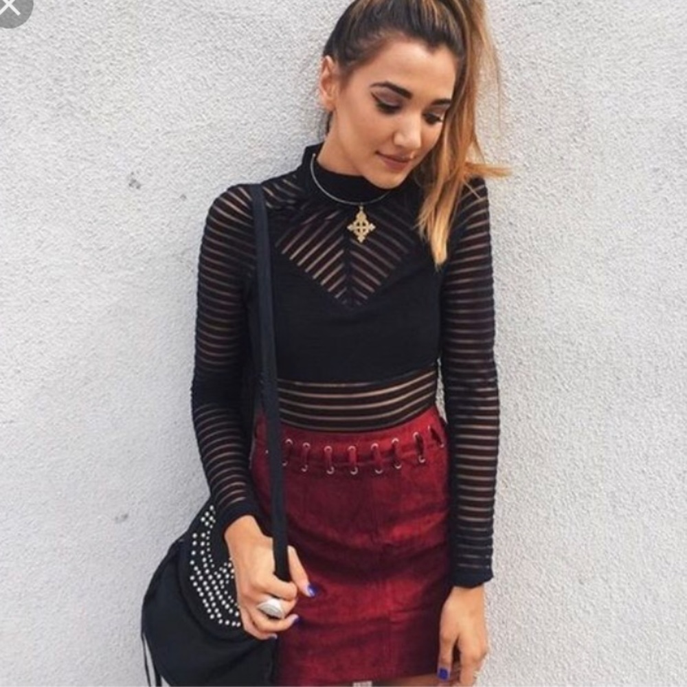 LF grey suede skirt