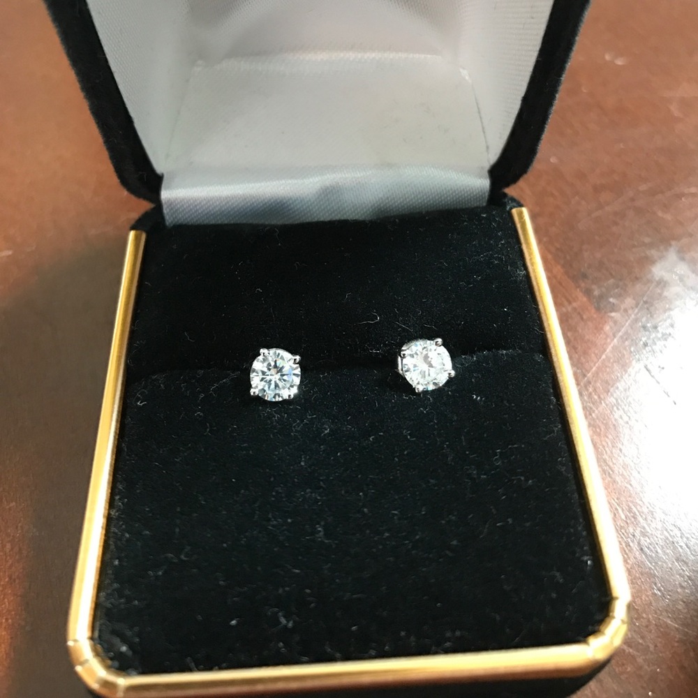 3mm CZ .925 solid sterling silver stud earrings