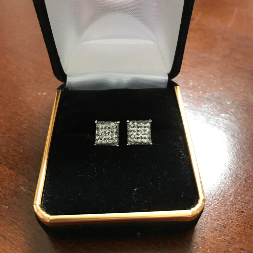 Pillow Iced CZ .925 solid sterling silver earrings