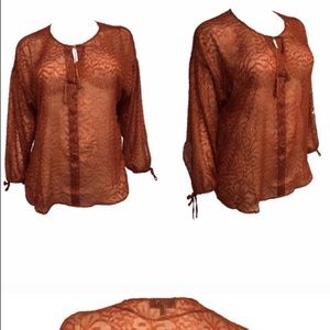 Sparkly sheer peasant top