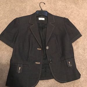 Short Sleeve faux denim suit jacket