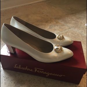 Ferragamo heels pearl