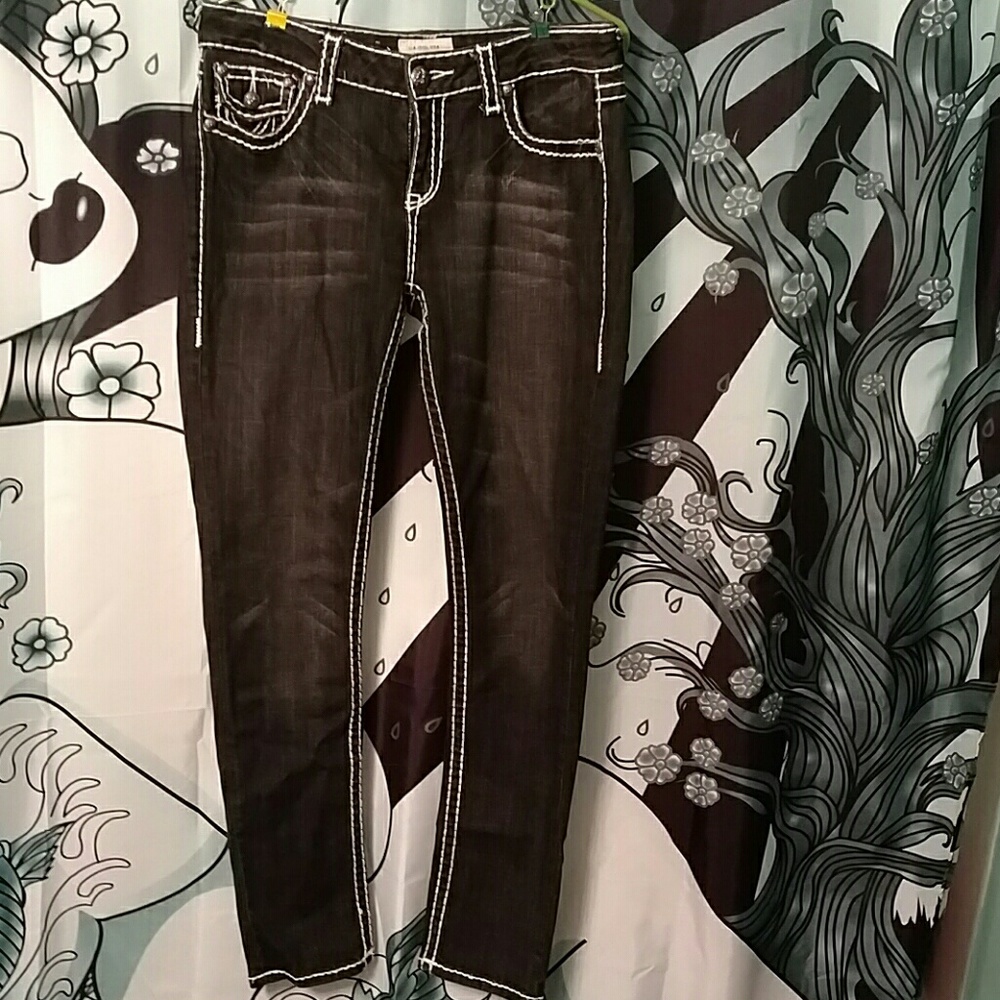 LA Idol black and white jeans