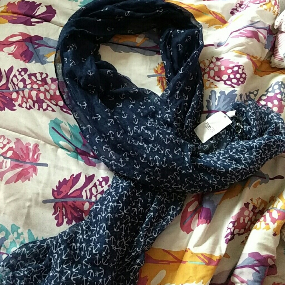 Navy blue anchor scarf