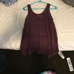 Maroon lace tank top
