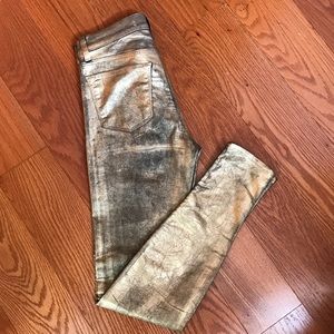 Gold metallic jeans
