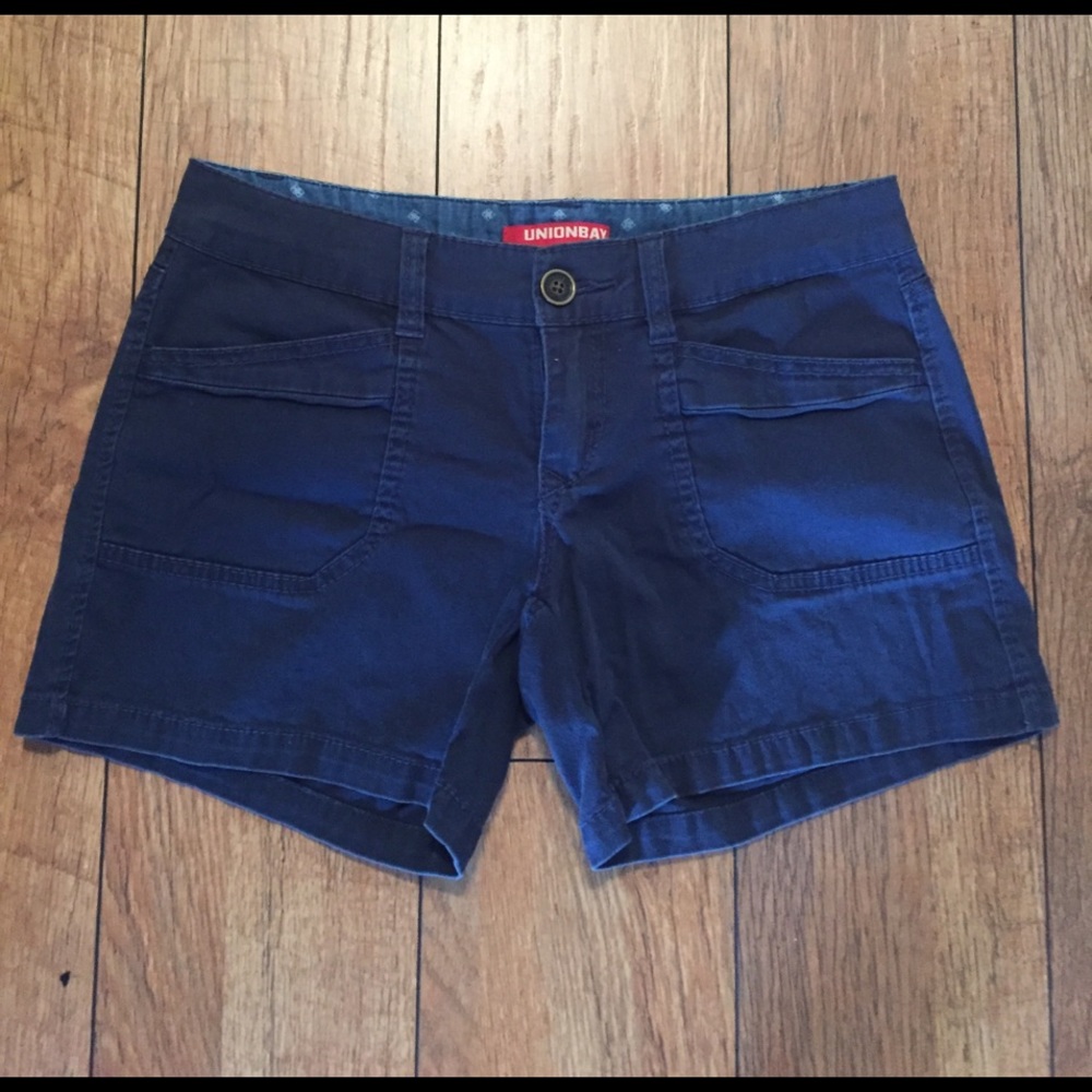 Juniors' Unionbay 5" Navy Stretch Twill Shorts