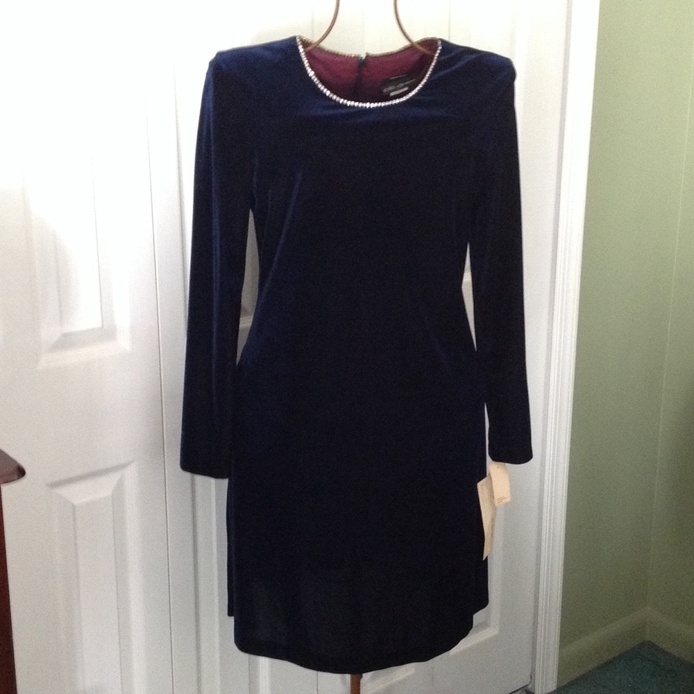 Blue velvet dress