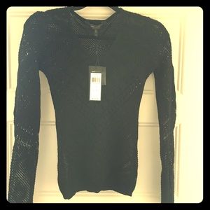 BCBGMaxazria Top Kuttie Mixed Pointelle LongSleeve