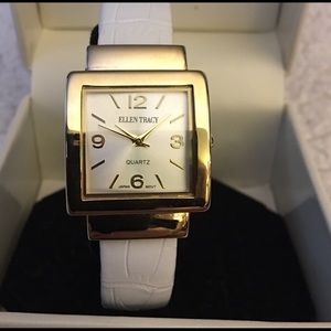 Ellen Tracy White Cuff Watch