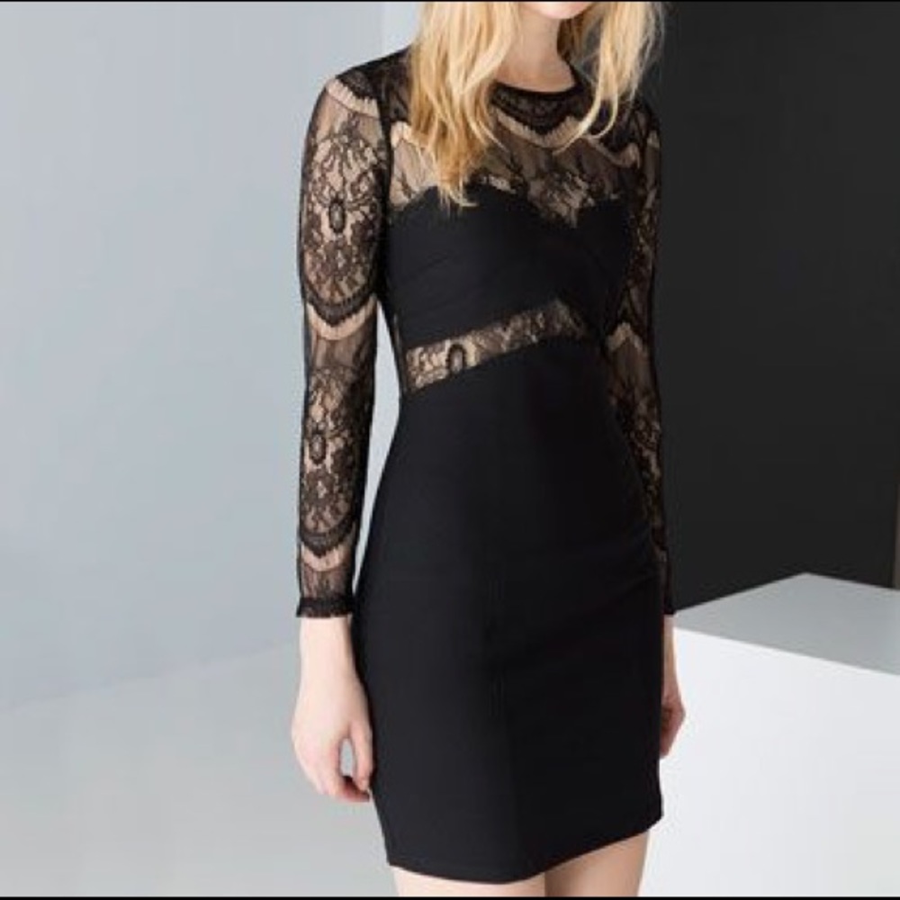 Black lace dress 3/4 sleeve