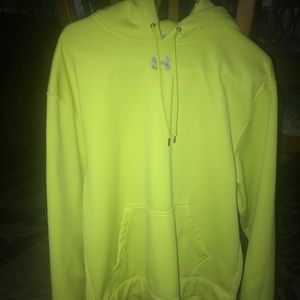 Men's under armor drifit material hoodie. Neon