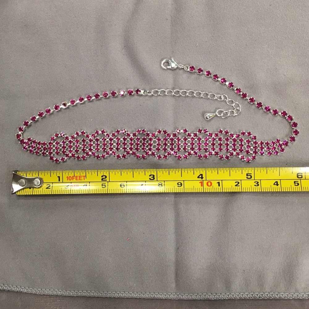 Choker red with silver tone - Picture 3 of 4