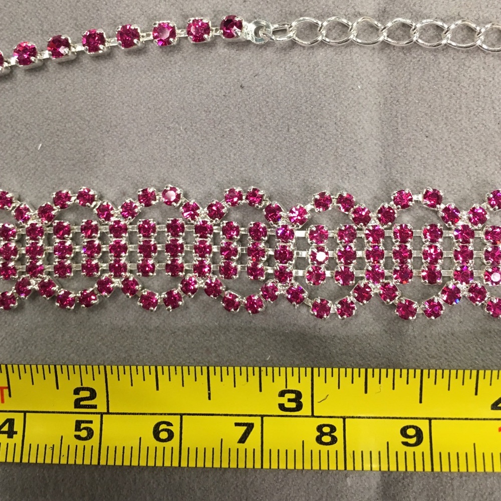 Choker red with silver tone - Picture 4 of 4