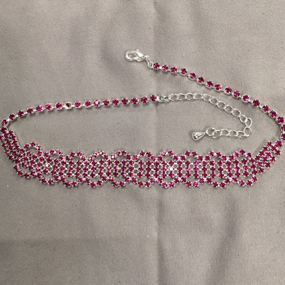 Choker red with silver tone