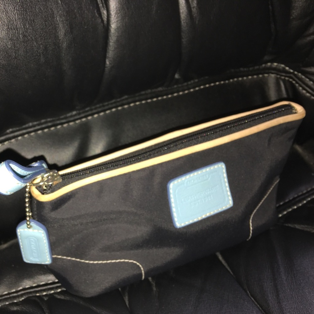 Coach Hamptons Black Nylon Leather Cosmetic Bag