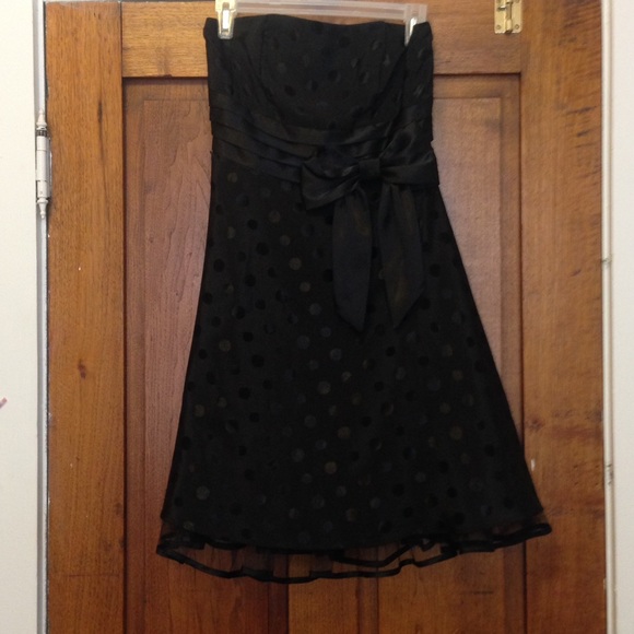 Strapless black polka dot dress - Picture 1 of 2