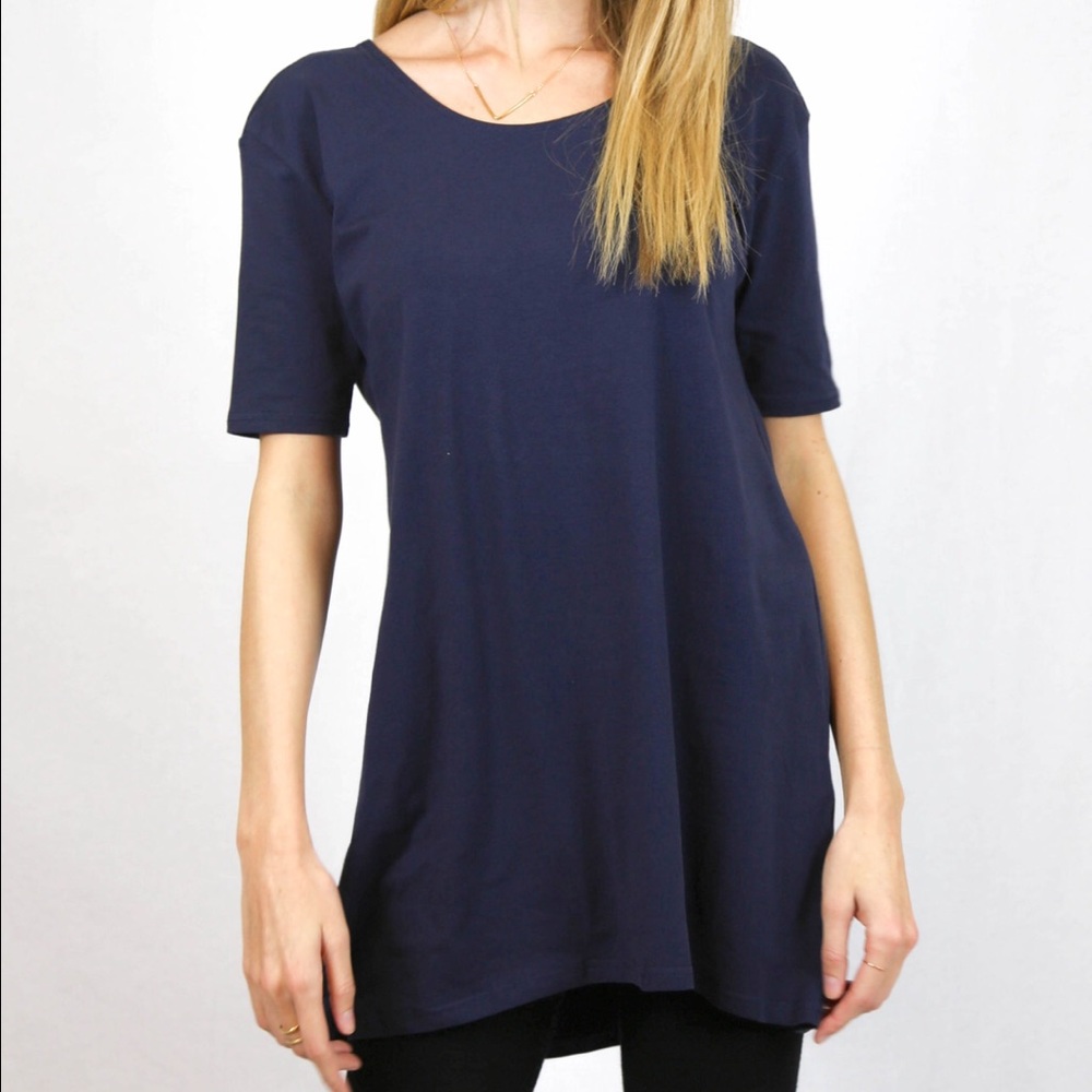 Drop Shoulder Tee - Navy
