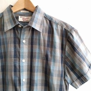 Penguin blue and gray plaid shirt