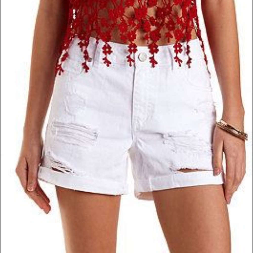NWT White distressed boyfriend shorts