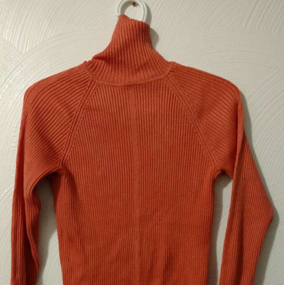 Orange turtleneck sweater